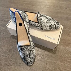 Rothy's Python Patterned Almond Toe Women's Loafers Black and White